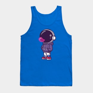 Cute Astronaut Blowing Candy Bubble Cartoon Tank Top